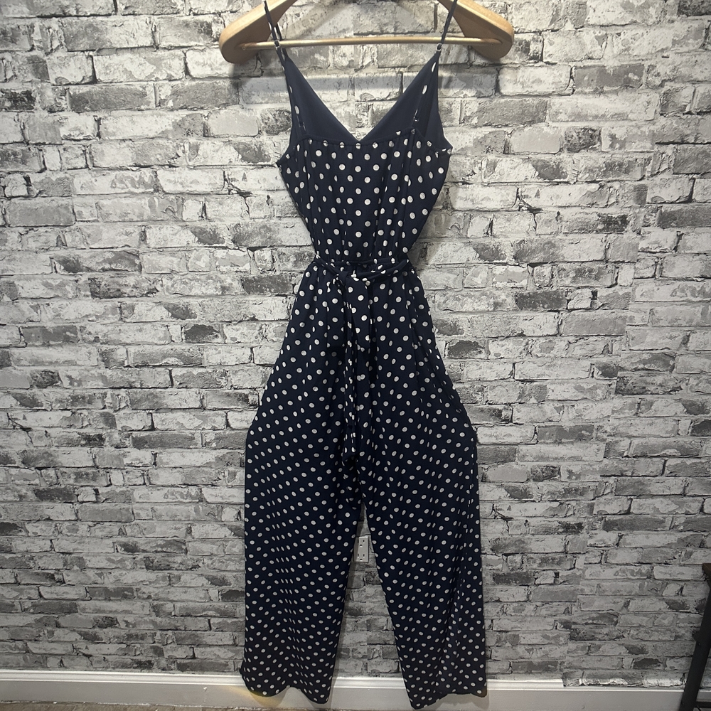 EUC One Clothing Los Angeles Navy Polka Dot Jumpsuit Size XS - Picture 7 of 14
